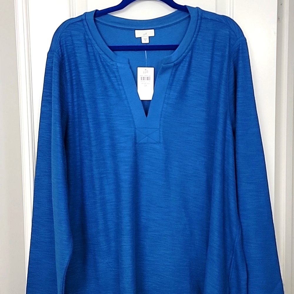 JJILL NWT Textured Elliptical  Cotton Tunic with Pockets and longsleeves Size 3X